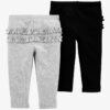 Baby Girl 2-Pack Ruffle-Detail Cotton Pants - Grey/Black