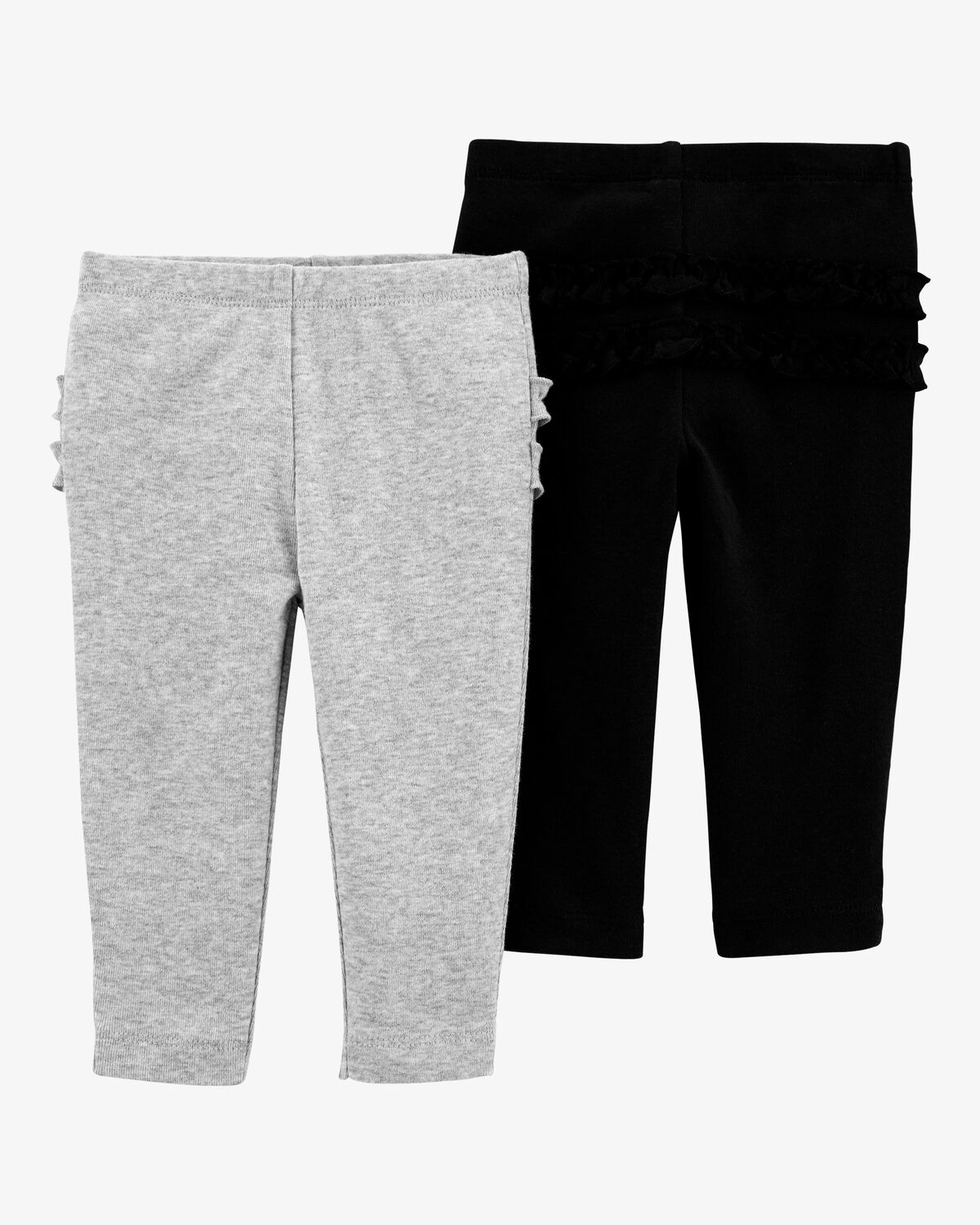 Baby Girl 2-Pack Ruffle-Detail Cotton Pants - Grey/Black