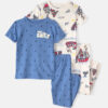 Baby Boy Anchor 100% Cotton Snug Fit 4-Piece Pajama Set - Blue/Cream